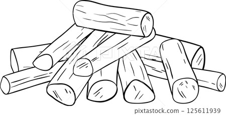 Sandalwood Sticks Outline Illustration 125611939