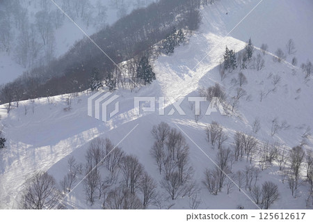 Sunlit ski slope 125612617