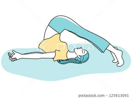 女人做瑜珈犁式 125613091
