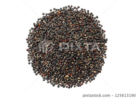 black quinoa seeds isolated on white background. Top view. Flat lay 125613190
