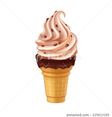 Delicious Chocolate Ice Cream Cone With Topping Delicious Chocolate Ice Cream Cone With Topping 125613195