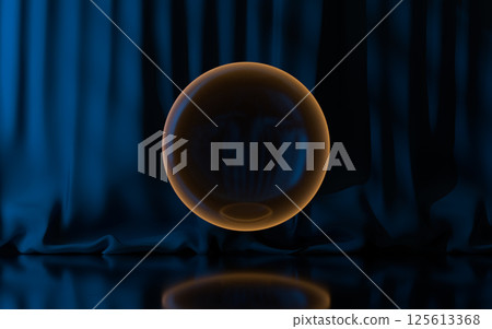 Empty stage with glowing neon lines, 3d rendering. 125613368