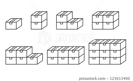 Stacked cardboard boxes icon set Stacked cardboard boxes icon set 125613400
