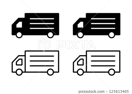 A set of truck icons in various color schemes 125613405