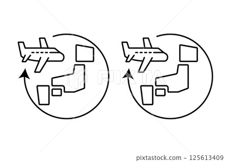 一架在日本各地飛行的飛機的插圖 125613409