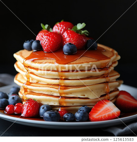 Fresh Homemade Pancakes close up 125613583