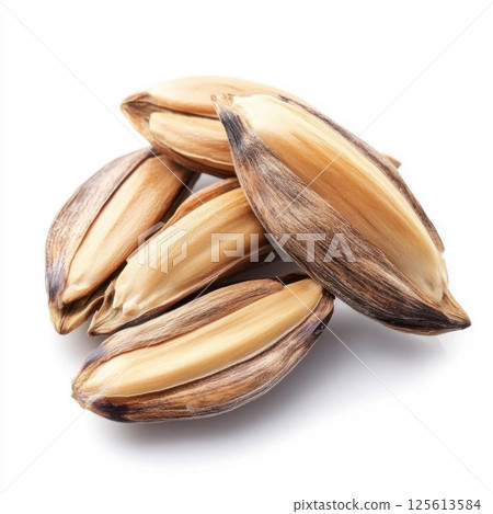 fresh sunflower seeds isolated on a white background fresh sunflower seeds isolated on a white background 125613584