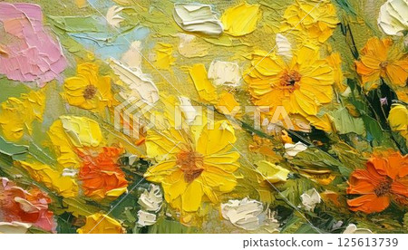 春意:色彩鮮豔的油畫抽象藝術質感時尚背景 春意:色彩鮮豔的油畫抽象藝術質感時尚背景 125613739