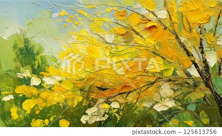 春意:色彩鮮豔的油畫抽象藝術質感時尚背景 春意:色彩鮮豔的油畫抽象藝術質感時尚背景 125613756