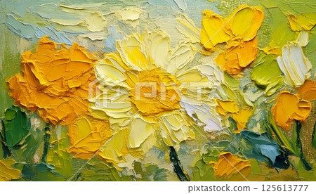 Spring image: Colorful oil painting abstract art texture stylish background 125613777