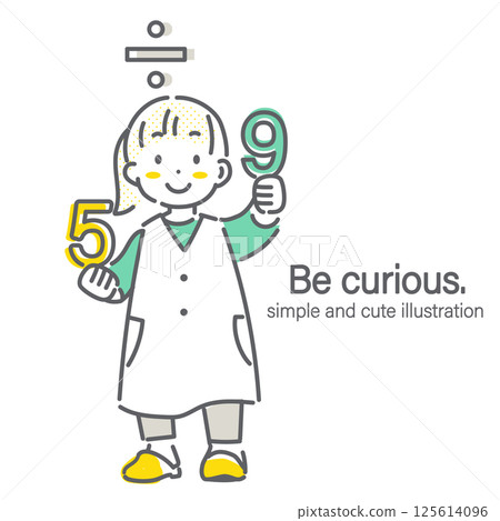 好奇的孩子、教育、小學生、簡單可愛的線條畫插圖 125614096