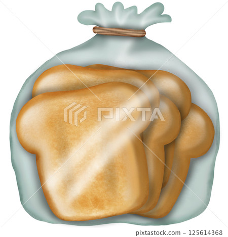 Slices of toast hand drawn design elements cute have pieces and decoration in watercolor. 125614368