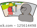 A pervert follows elementary school students on their way home in his car 125614498