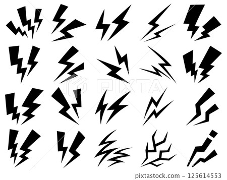 Lightning symbol silhouette illustration set 125614553
