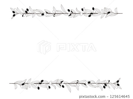Natural olive hand-drawn line frame 125614645