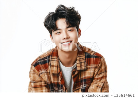 Smiling young Asian man in casual fashion portrait 125614661