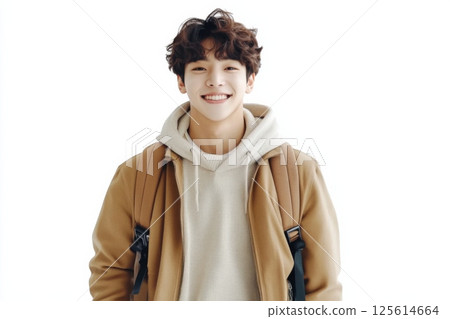 Smiling young Asian man in casual fashion portrait 125614664