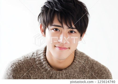Smiling young Asian man in casual fashion portrait 125614740