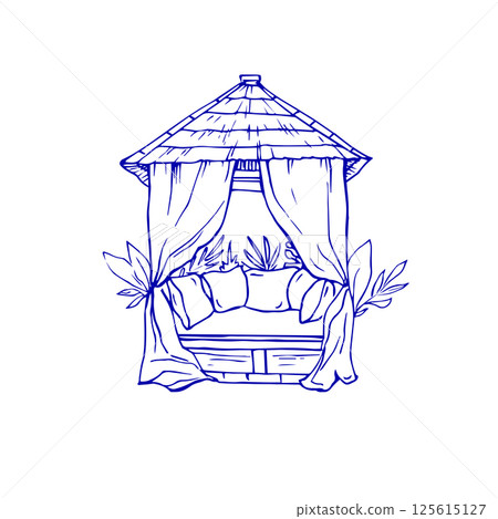 Beach gazebo vector hand drawn sketch 125615127