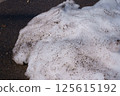 Early spring snow mixed with melting soil 125615192