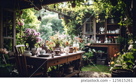 舒緩的古色古香的英式花園 4 舒緩的古色古香的英式花園 4 125615261