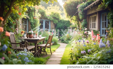 舒緩的古色古香的英式花園 3 125615262