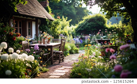 舒緩的古色古香的英式花園 1 125615264