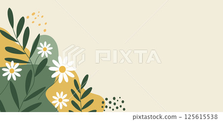 Floral corner with abstract shapes. Modern graphic corner for web design. 125615538