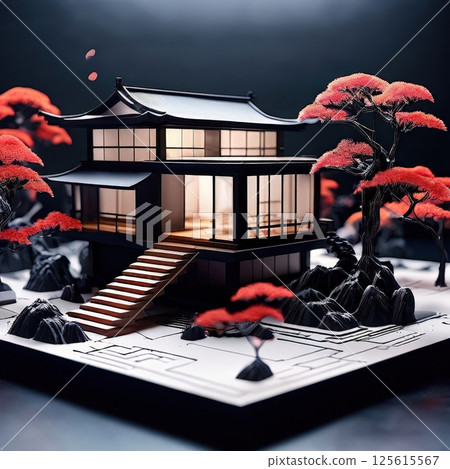 the AI Image Generator, Traditional Japanese House Model the AI Image Generator, Traditional Japanese House Model 125615567