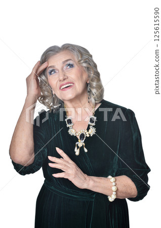 portrait of happy senior woman posing portrait of happy senior woman posing 125615590