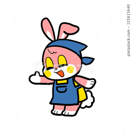 Retro rabbit shop assistant (smiling and showing you around) 125615640