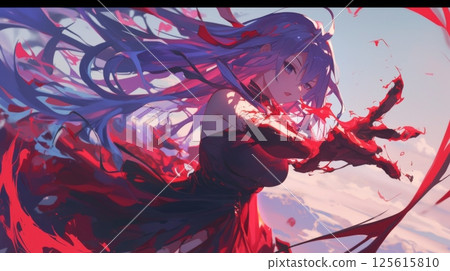 充滿活力的白髮美少女角色，動漫風格的奇幻插畫 125615810