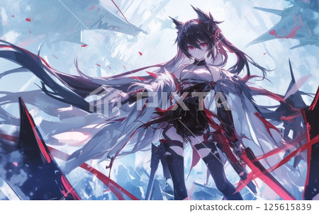 Dynamic white-haired beautiful girl character, anime-style fantasy illustration Dynamic white-haired beautiful girl character, anime-style fantasy illustration 125615839