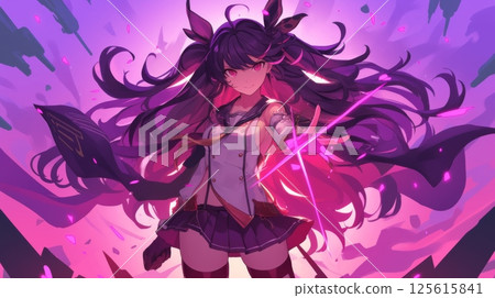 Dynamic white-haired beautiful girl character, anime-style fantasy illustration Dynamic white-haired beautiful girl character, anime-style fantasy illustration 125615841