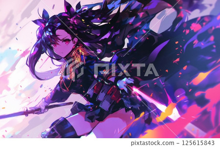 充滿活力的白髮美少女角色，動漫風格的奇幻插畫 125615843