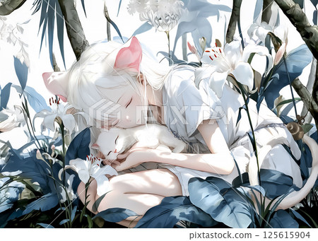睡貓仙子的插畫素材 125615904