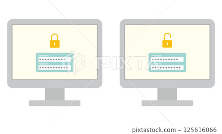 Computer login screen illustration set Computer login screen illustration set 125616066