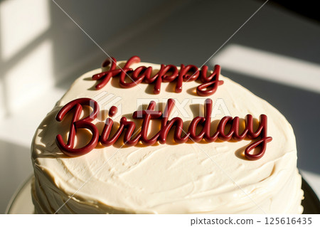 Cake with chocolate text Happy birthday Cake with chocolate text Happy birthday 125616435