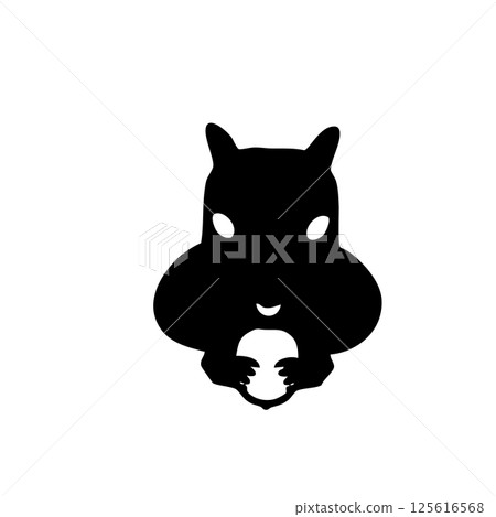 Squirrel head with puffed cheeks monochrome silhouette illustration Squirrel head with puffed cheeks monochrome silhouette illustration 125616568
