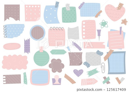 Cute paper notes in doodle sketch style 125617409