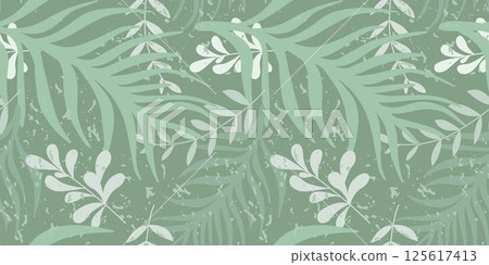 Hawaiian tropics print with palm leaves 125617413