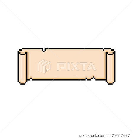 Vector illustration of pixel old parchment scroll with torn effect. Vector illustration of pixel old parchment scroll with torn effect. 125617657