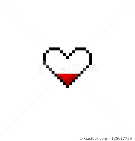 Game progress bar heart symbol with little part content pixel art, vector retro low level scale of life, energy, health Game progress bar heart symbol with little part content pixel art, vector retro low level scale of life, energy, health 125617739