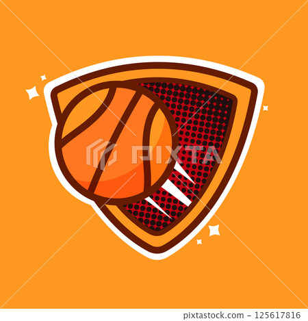 Cool Basketball Badge Icon Design for Sports Team Logo and Merchandise Branding 125617816