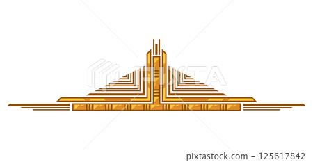 Decoration in art nouveau style. Decorative geometric element. 125617842