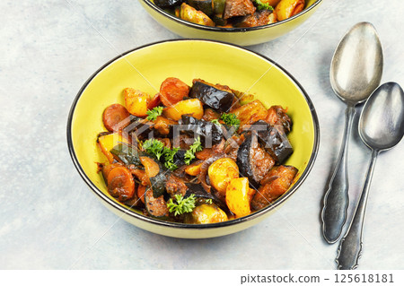 Vegetable stew with sauce. Vegetable stew with sauce. 125618181