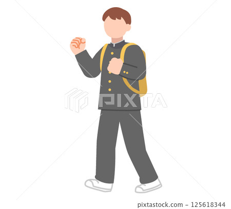 一名身穿制服的男學生擺出握拳姿勢 125618344