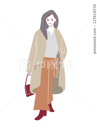 Character illustration: Stylish woman full body pose 125618550