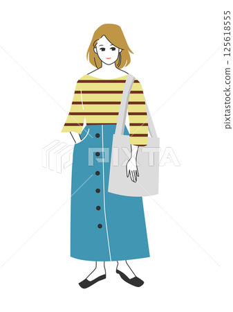 人物插圖:時尚女性全身姿勢 人物插圖:時尚女性全身姿勢 125618555