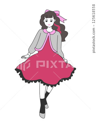 Character illustration: Stylish woman full body pose 125618558